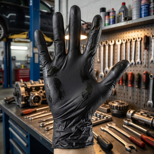 Luvas Pretas Descartáveis de Nitrilo (M, L, XL)