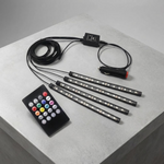 LED Interior Pilot Light Bar – 4 Tiras 12 LEDs RGB com Comando