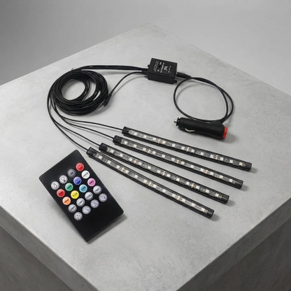 LED Interior Pilot Light Bar – 4 Tiras 12 LEDs RGB com Comando