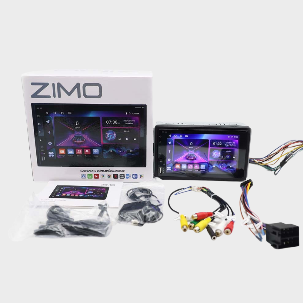 Auto Rádio ZIMO 2DIN Android – CarPlay, Android Auto, Bluetooth, RDS
