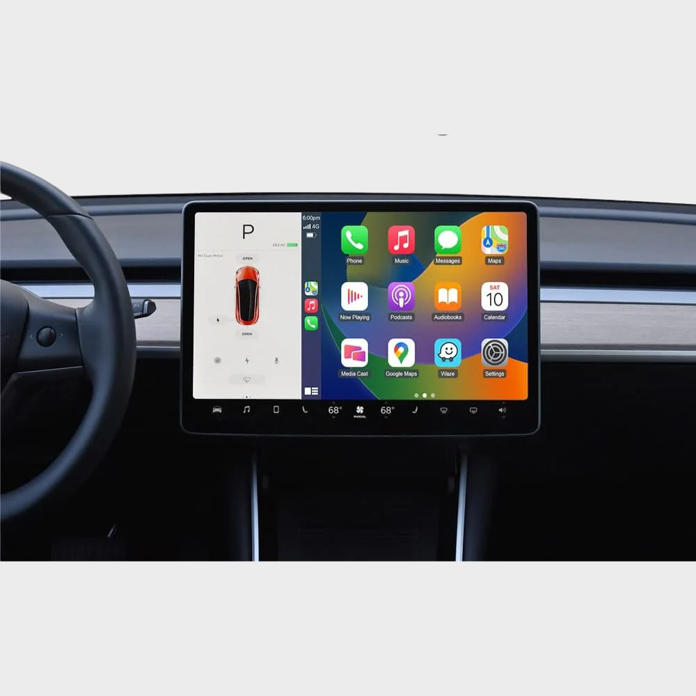 Interface Wireless CarPlay & Android Auto para Tesla Model 3 / Model Y (2019 → 2024)