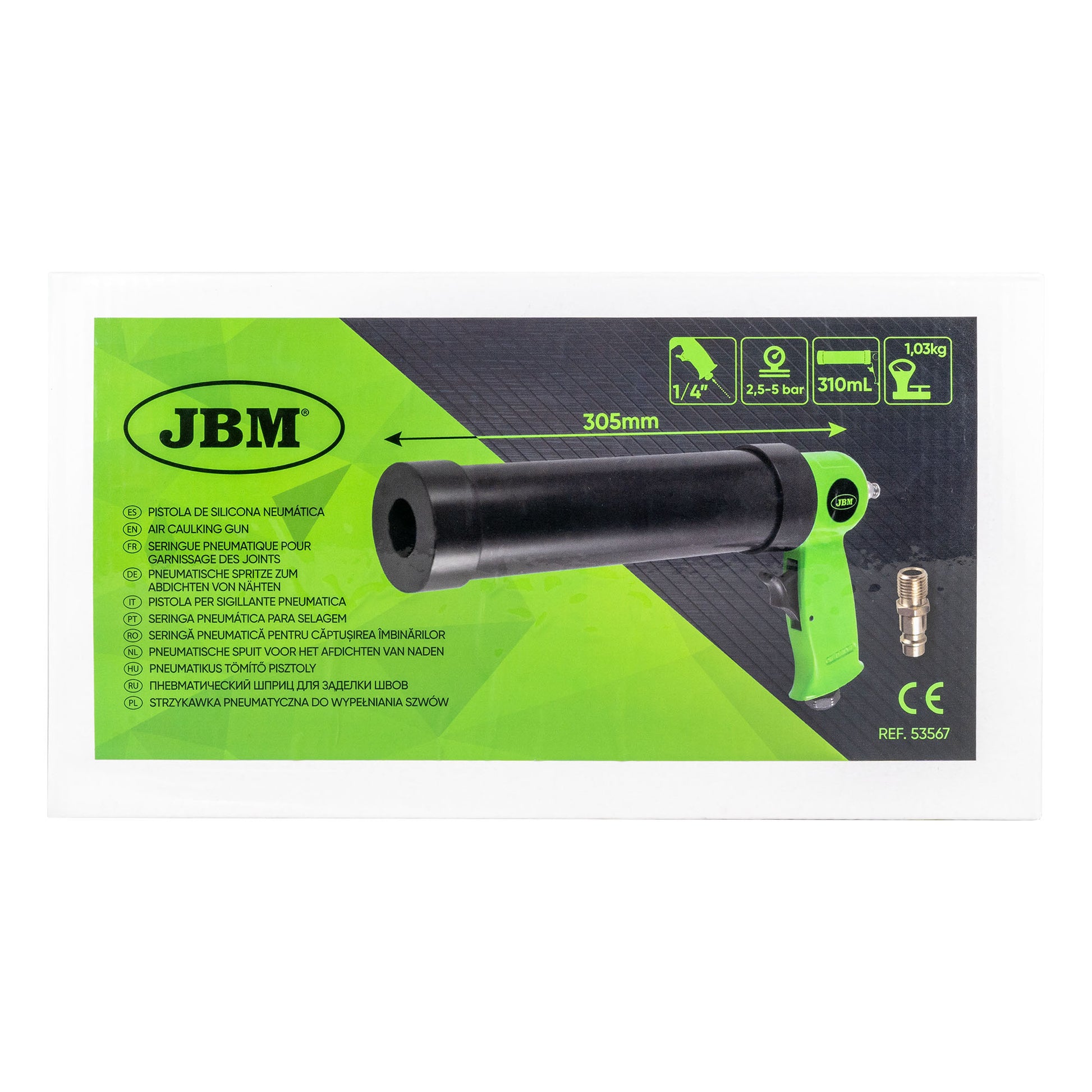 Pistola de Silicone Pneumática 310ml com Entrada de Ar 1/4"