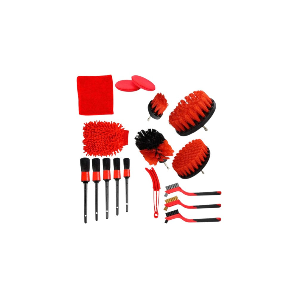 Kit de Car Detailing XXL – Escovas, Pads, Panos e Bolsa Organizadora