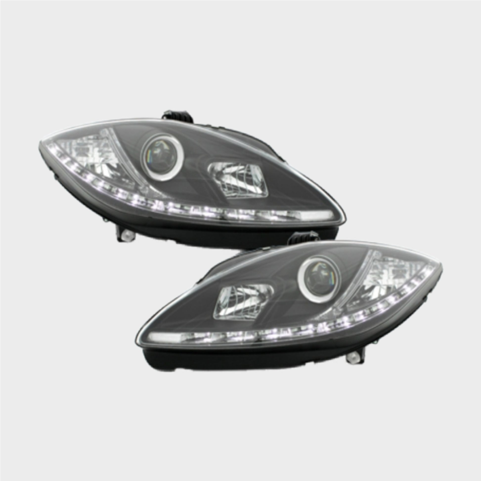 Faróis LED DRL para Seat León 1P / Altea (2009+) – Preto | Luz Diurna R87 | Kit Completo (Recondicionado)