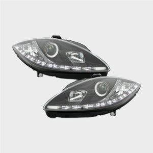 Faróis LED DRL para Seat León 1P / Altea (2009+) – Preto | Luz Diurna R87 | Kit Completo (Recondicionado)