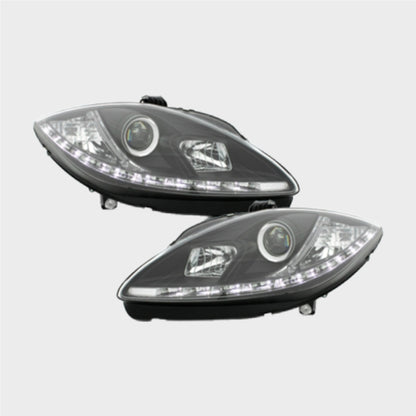 Faróis LED DRL para Seat León 1P / Altea (2009+) – Preto | Luz Diurna R87 | Kit Completo (Recondicionado)