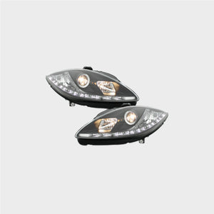 Faróis LED DRL para Seat León 1P / Altea (2009+) – Preto | Luz Diurna R87 | Kit Completo (Recondicionado)