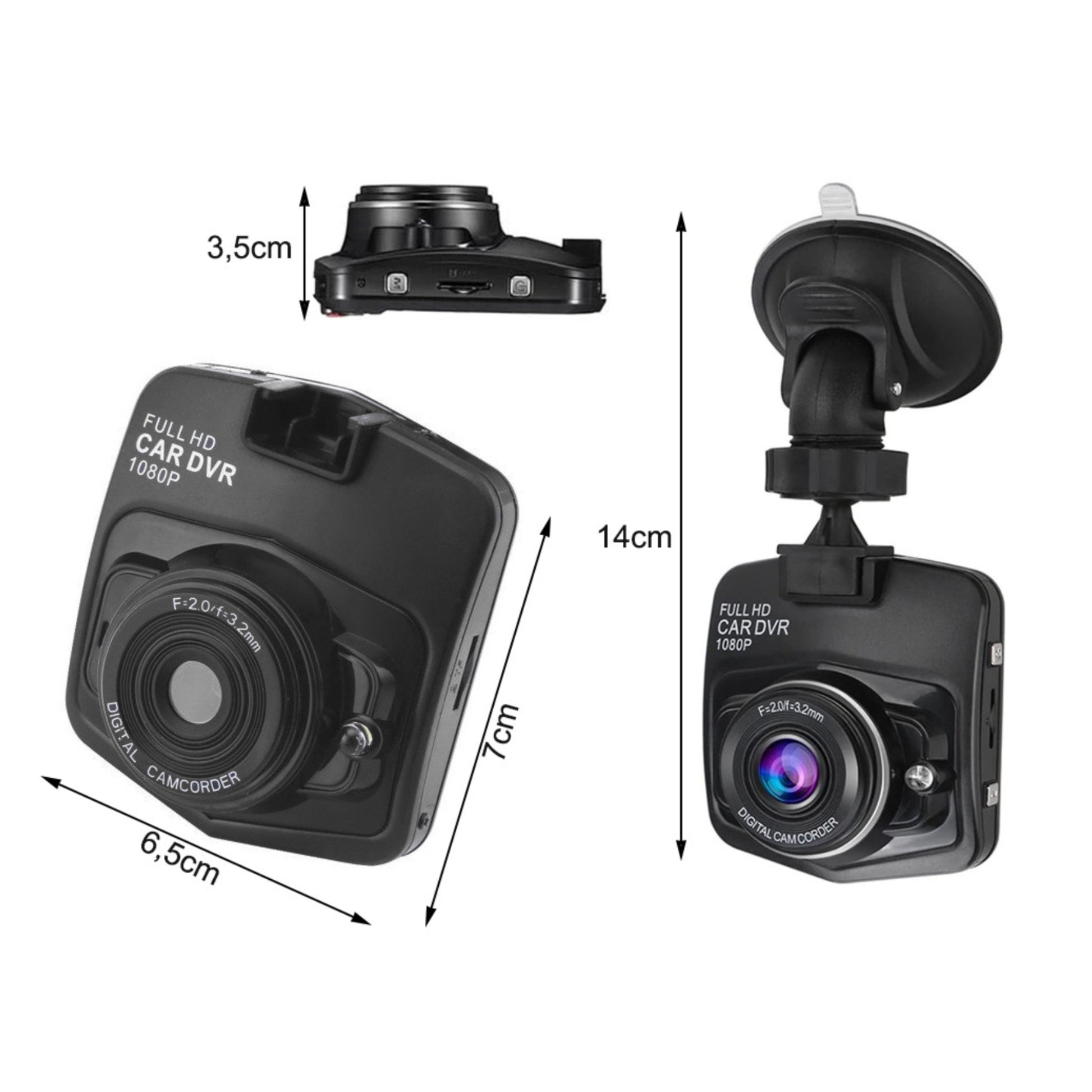 Câmara de Carro Full HD com Ecrã LCD – Gravador de Condução