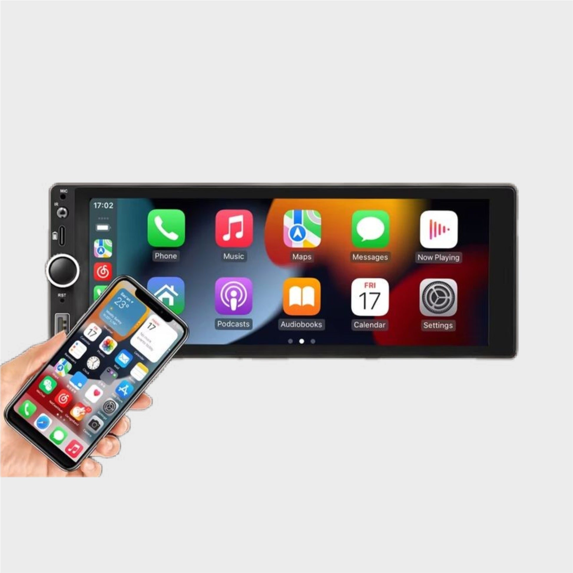 BKAP 6021A – Autorádio 1 DIN com Ecrã 6,86" Android 13 CarPlay/Android Auto