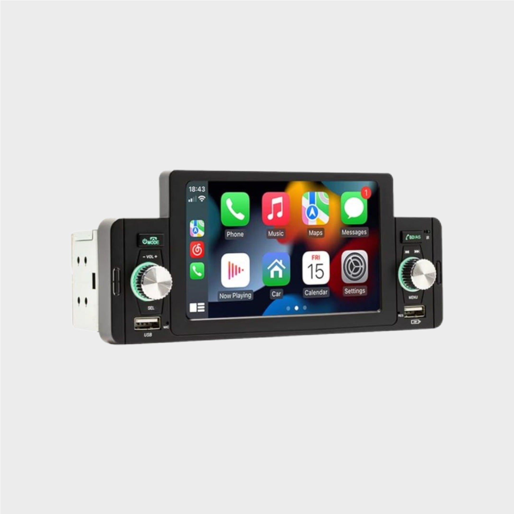 BKAP 160W – Autorádio 1 DIN com Ecrã 5" Bluetooth CarPlay/Android Auto Wireless