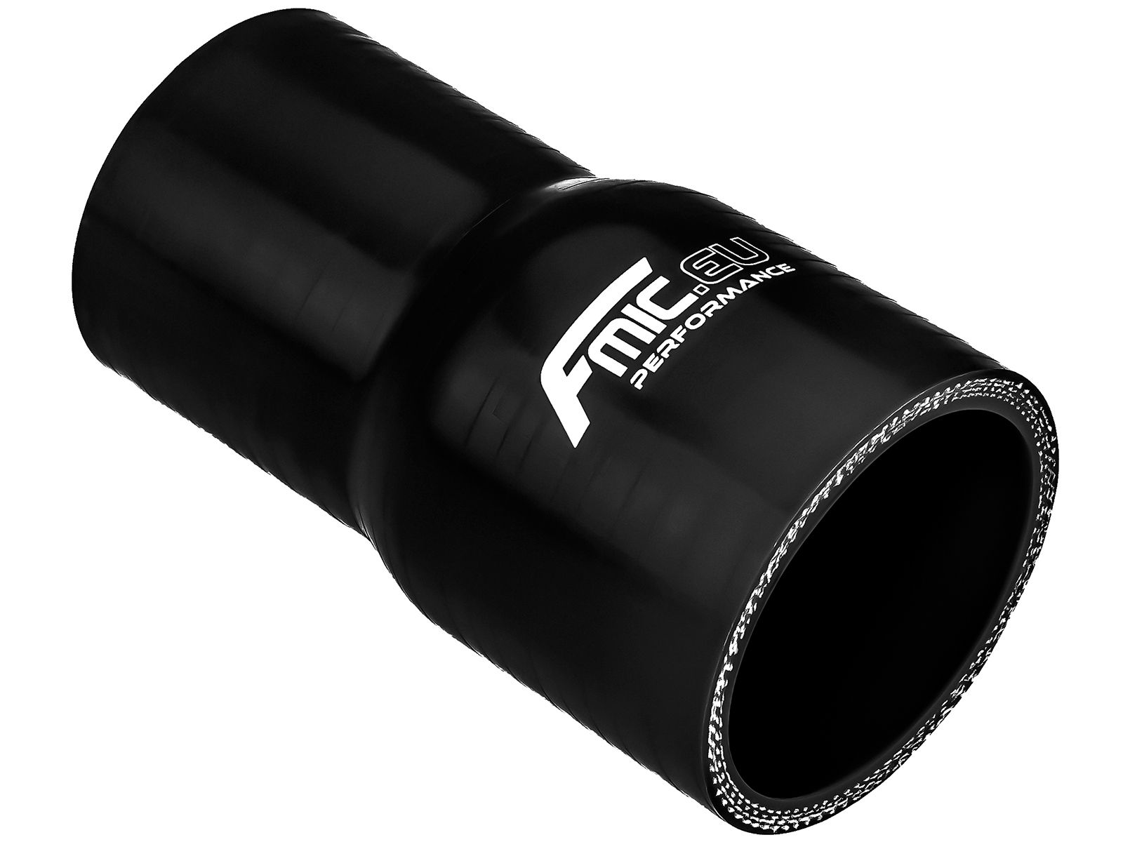 Redutor Reto em Silicone FMIC.EU 28mm → 45mm Preto | 125mm | Reforçado 4x Malha | Alta Temperatura e Pressão