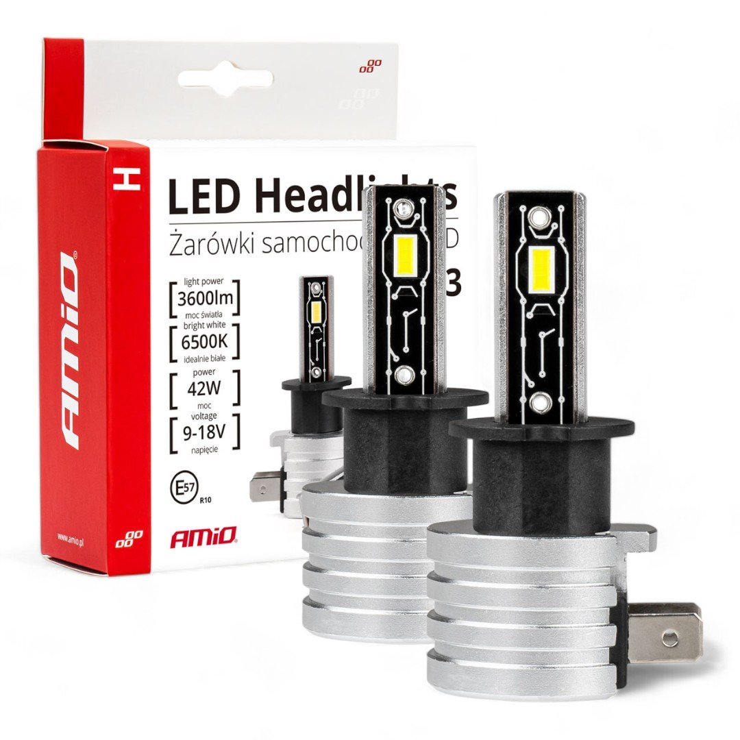Lâmpadas LED H3 6500K da Amio