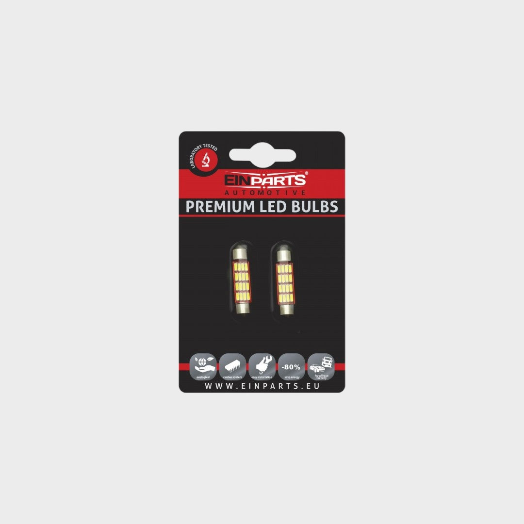 Lâmpada LED EPL207 C10W 41 mm | 20 LEDs SMD 4014 | 6000K Branco Frio | Com Canbus