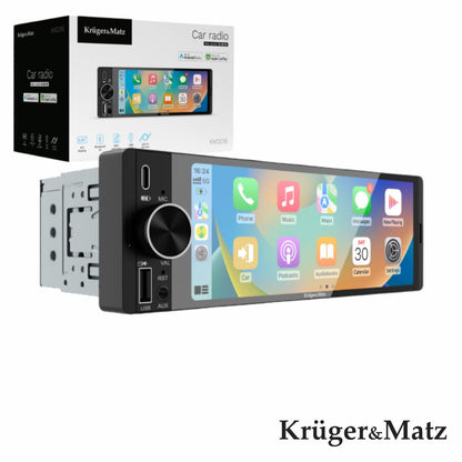 Auto-Rádio 1DIN Kruger&Matz KM2016 – 6.36" Touch, 4x60W, CarPlay & Android Auto