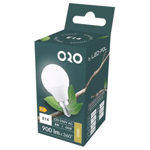 Lâmpada LED E14 G45 8W 230V 3000K (Branco Quente) – 900 lm