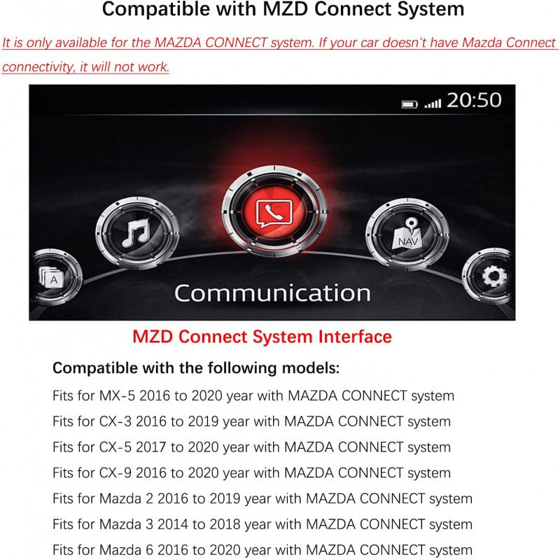 CarPlay & Android Auto Mazda MZD CX-3 CX-5 CX-9 MX-5 2 3 6