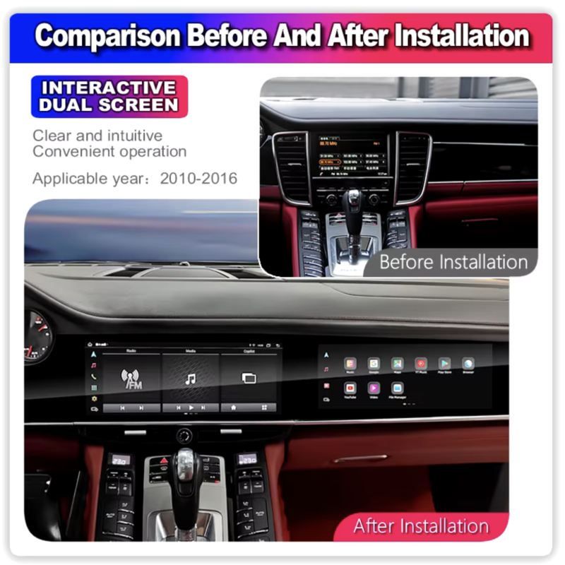 Dual Screen Android Porsche Panamera PCM3.1 CarPlay Android Auto