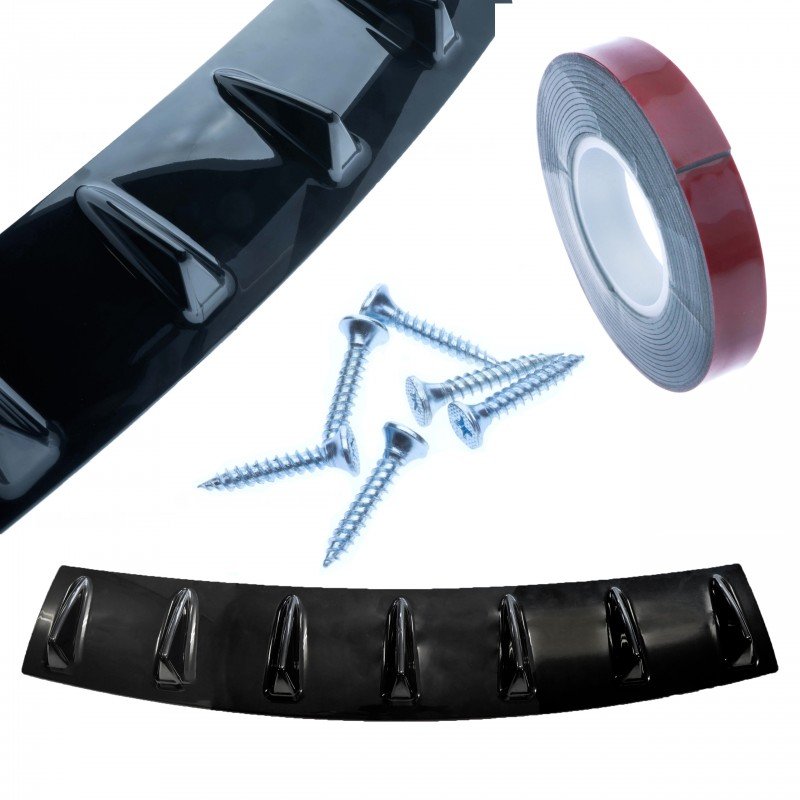 Difusor Traseiro Universal em ABS Preto - Tipo Shark Fin