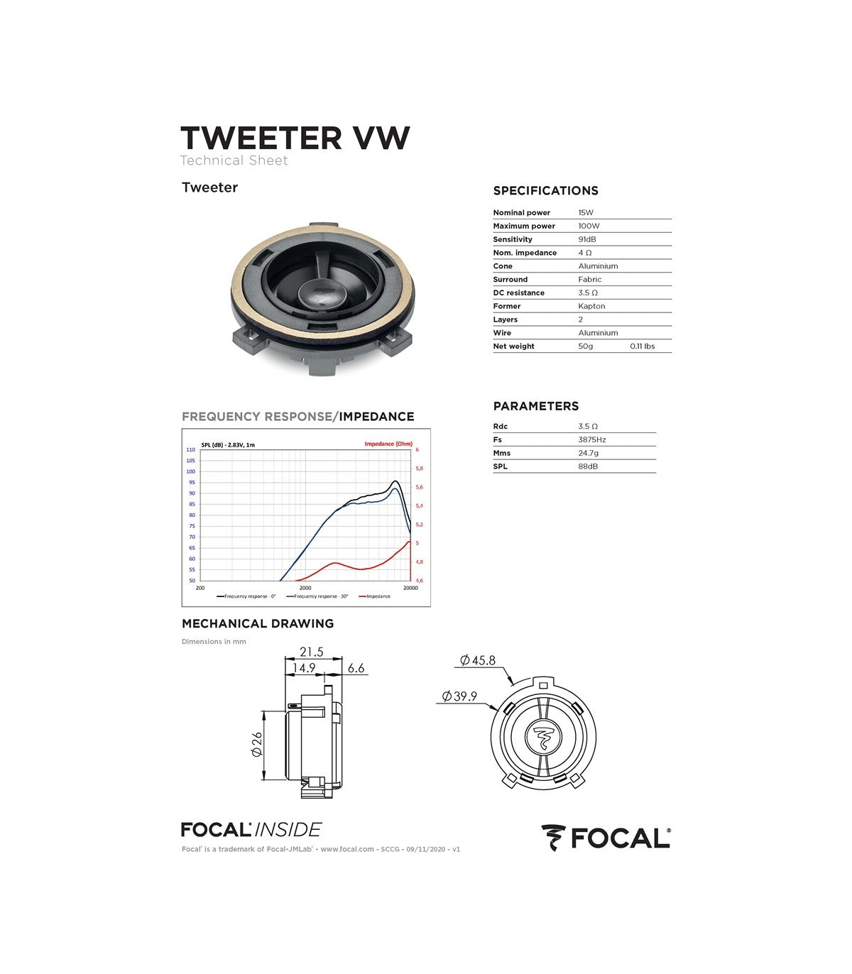 Focal IS VW 165 – Kit 2 Vias Específico para Seat, Skoda e Volkswagen