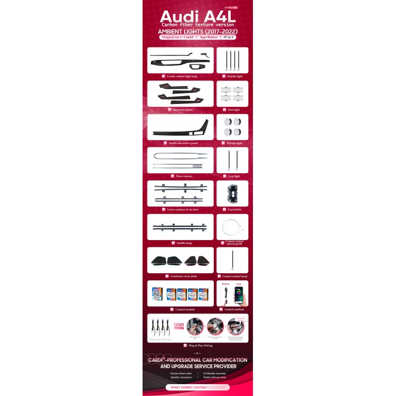 Iluminação Ambiente Audi A4 B8 2017-2022