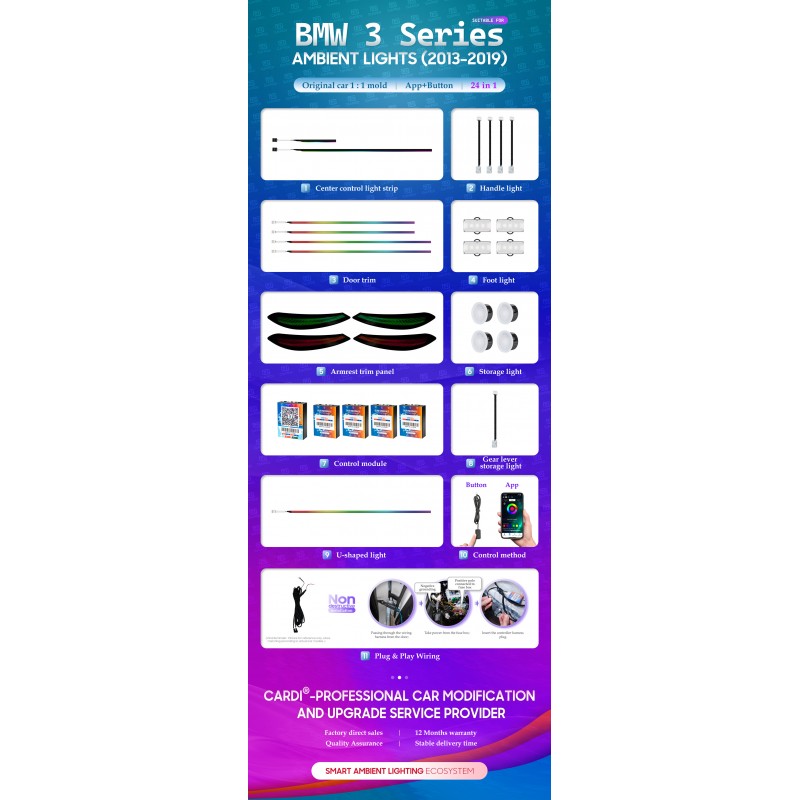 Iluminação Ambiente BMW Serie 3 F30 F31 2013-2018