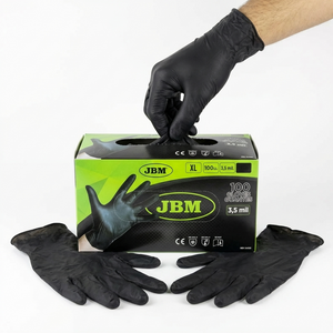 Luvas Pretas Descartáveis de Nitrilo (M, L, XL)