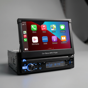 Auto Rádio 1 DIN Retrátil – Ecrã 7″ Touch, Compatível com iPhone/Android