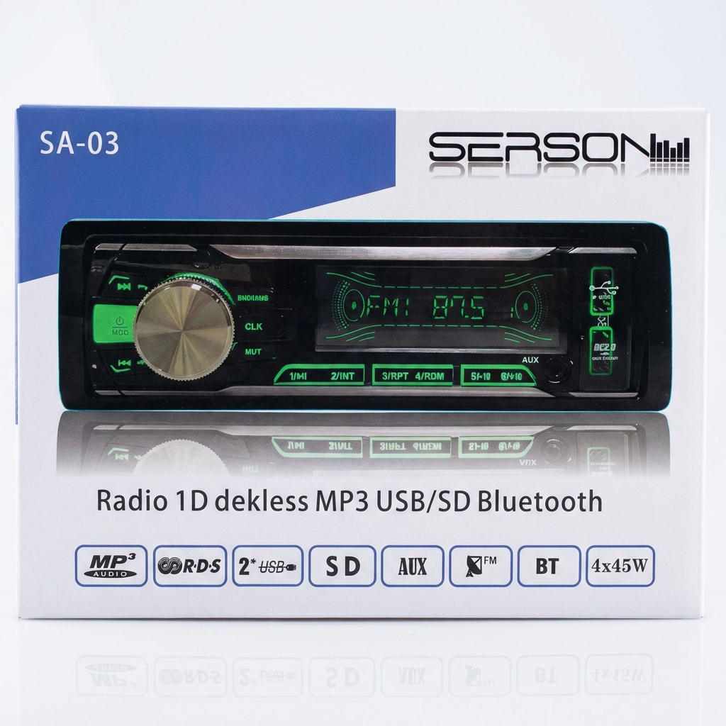 Auto Rádio 1 DIN com USB, SD, Bluetooth e Microfone Externo