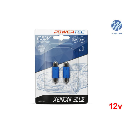 Lâmpada Halógena Tipo Xenon PowerTec Xenon Blue C5W 11x36mm 12V Plafon (36mm)