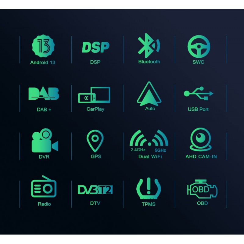 Rádio Automóvel 1 DIN Android 13 | Ecrã Tátil HD 7” | Apple CarPlay & Android Auto™