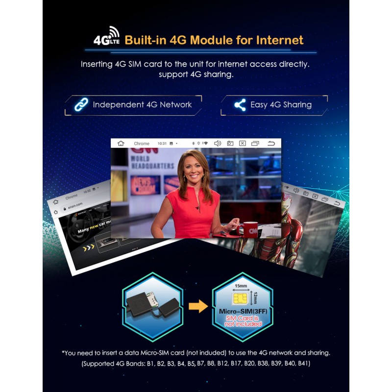 Radio CarPlay Android Auto Bluetooth USB BMW Serie 3 E90 E91 E92 E93