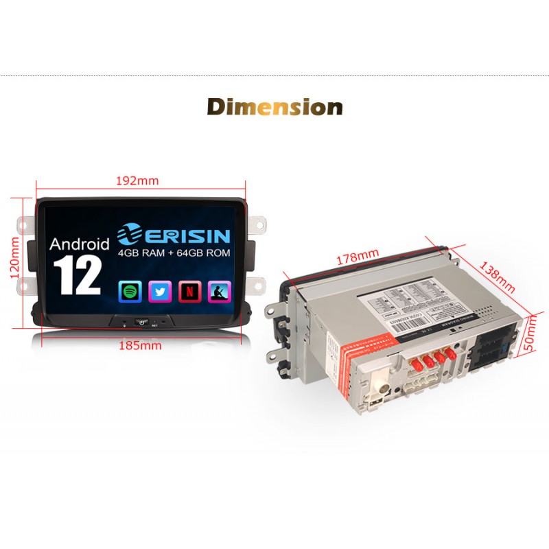 Radio CarPlay Android Auto Bluetooth USB Dacia Dokker Duster Lodgy Logan Sandero