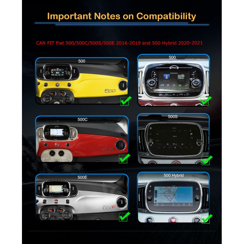 Radio CarPlay Android Auto Bluetooth USB Fiat 500