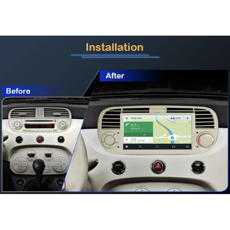 Radio CarPlay Android Auto Bluetooth USB Fiat 500