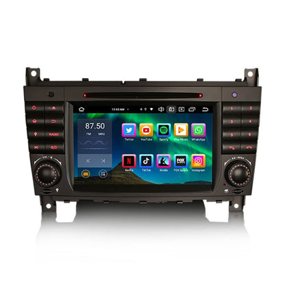 Rádio Android 13 para Mercedes Classe C ZLINK CarPlay & Android Auto | 7” Tátil | GPS | Wi-Fi | Plug & Play