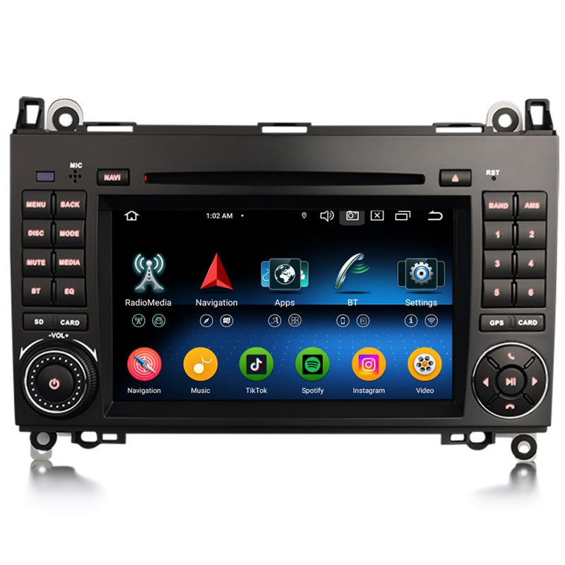 Rádio Android 13 para Mercedes CarPlay & Android Auto | 7” Tátil | GPS | Wi-Fi | Plug & Play