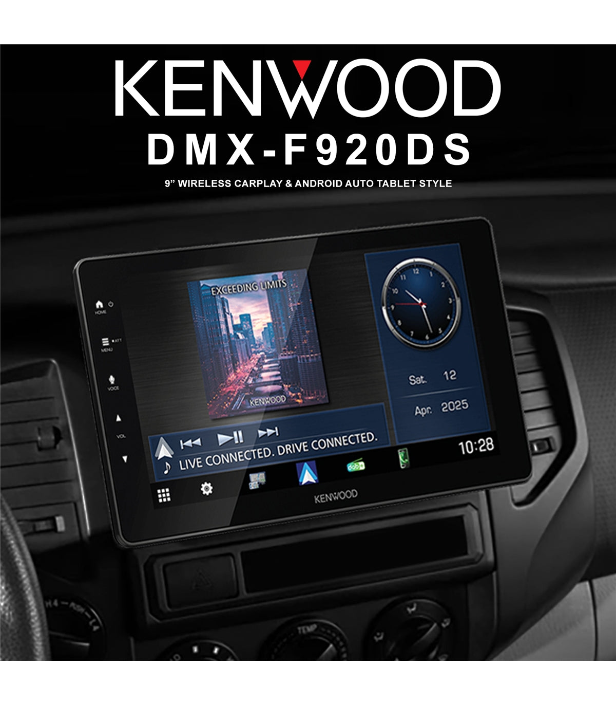 Kenwood DMX-F920DS – Ecrã Flutuante HD 9" com CarPlay/Android Auto (Wireless e Cabo) + DAB+
