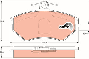 TRW COTEC GDB1044 Jogo de pastilhas para travão de disco não preparado para indicador de aviso de desgaste, com parafusos de pinça de travão, com acessórios