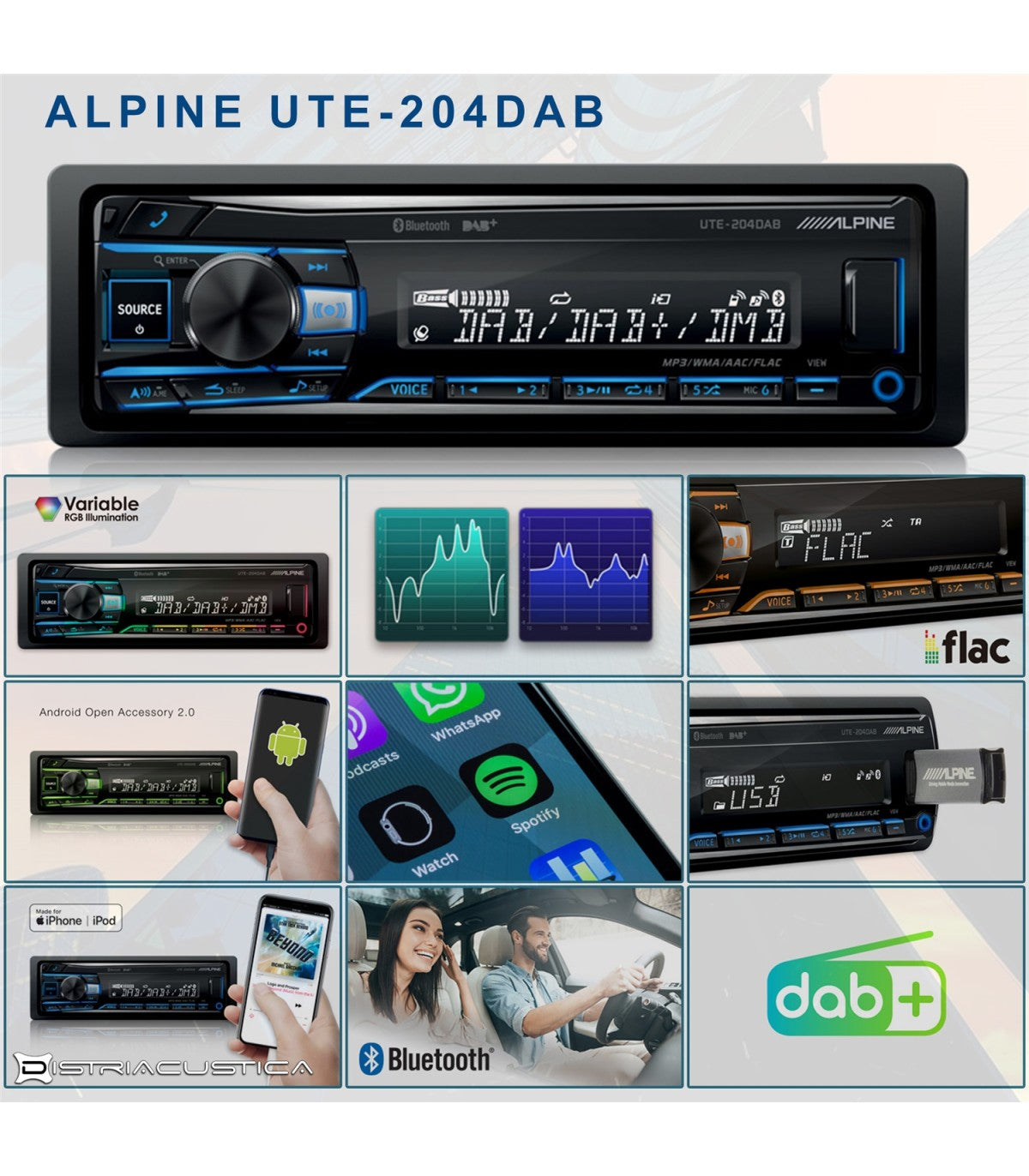 Autorrádio ALPINE UTE-204DAB